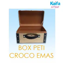 Box Hamper Tempat bingkisan model peti bahan croco emas