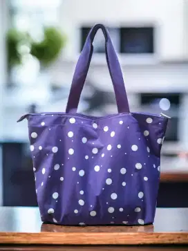 Totebag ESPRIT Original Motif Bulat Putih Ungu