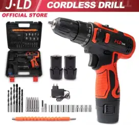 Bor cordless 12volt JLD 2 BATERAI fre ongkir