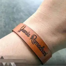 Gelang kulit sapi asli grafir nama / tulisan