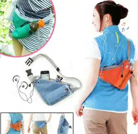 TAS SELEMPANG PINGGANG SEPEDA LARI SEGITIGA WATERPROOF BOTOL MINUM