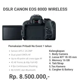 Jual Cepat Kamera DSLR 800D Canon