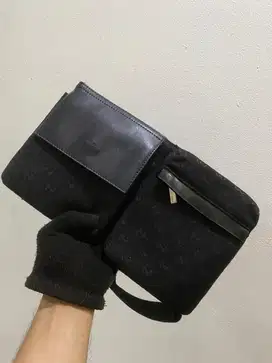 Waistbag gucci black kanvas mix leather good quality