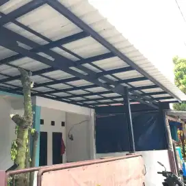 Pasang Kanopi baja ringan permeter / renovasi rangka atap rumah