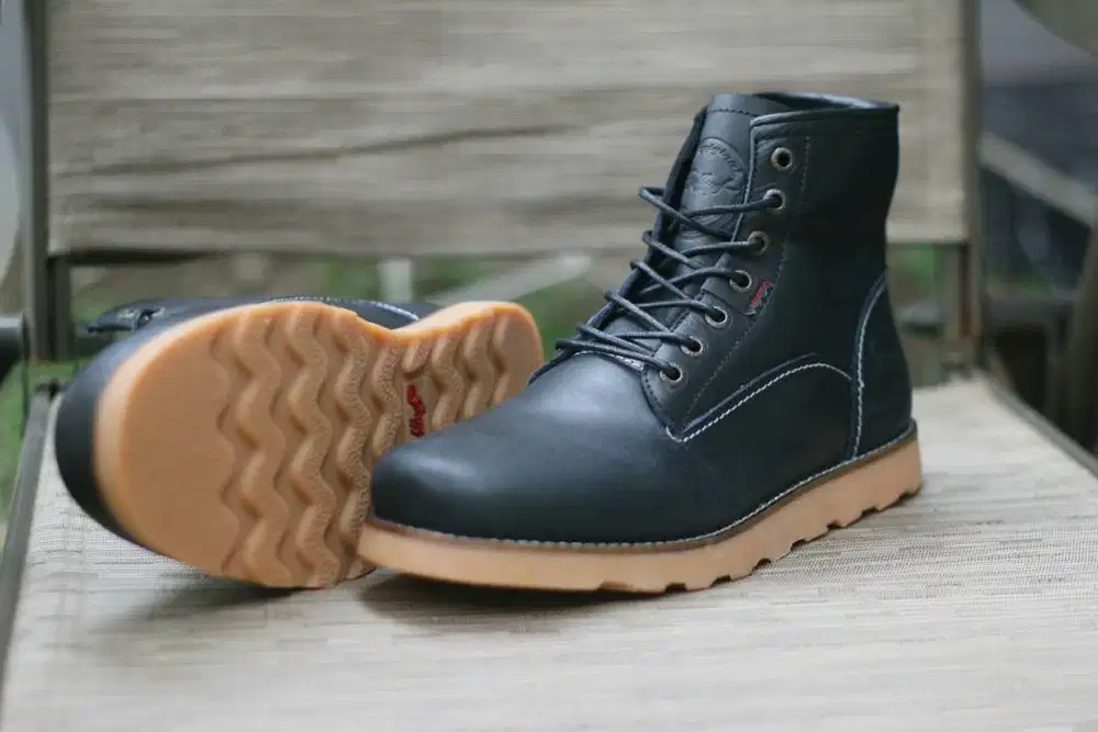 Sepatu Boots Pria Kulit Asli Anchor Hitam