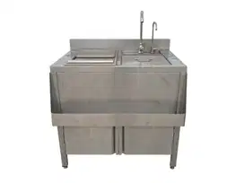 STANDING SINK STAINLESS STEEL DAPUR W/ ICE BOX &  SWING DOOR-PRELOVED