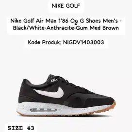 Sepatu Golf Nike Air Max 1 '86 Golf Black Gum New Model Size 43 Baru