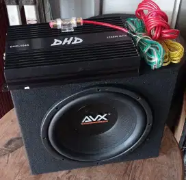 Audio Mobil Subwoofer 12, merk AVX + Power 4channel merk DHD +box,dps