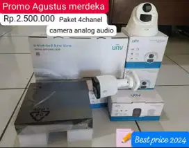 Paket pasanang Cctv UNV 2 indoor turret 2 outdoor bullet + Dvr + Cable