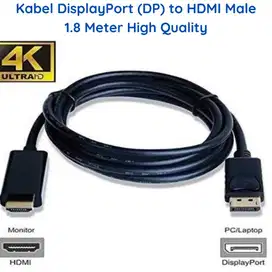 Kabel Display Port to HDMI 1.8m Cable DP Displayport to HDMI 1,8 Meter