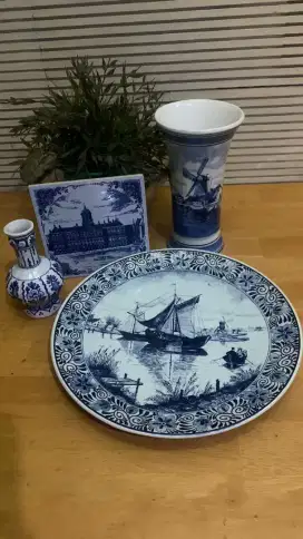 4 Pcs Piring Vas Antique Blue Delft’s Blauw Made Holland