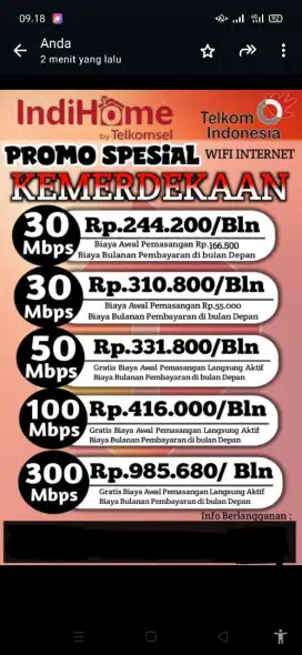 Internet wifi Indihome