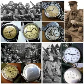 Jam perang WW2 omega tissot seikosha tank sepeda radio antik vintage