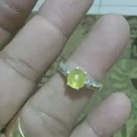 Cincin yellow safir Srilangka ring perak samping zirkon