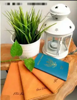Passport case / passport holder kulit sapi asli grafir nama