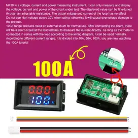 M430 Pengukur Tegangan Volt Digital Ammeter Meteran Daya 100A Amp