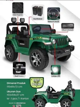 Promo Mobil Aki Jeep Off Road sudah batrei 12v, 2wd, bergaransi