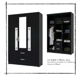 LEMARI PAKAIAN 3 PINTU GM LP 3381 PB KL 2LC BLACK