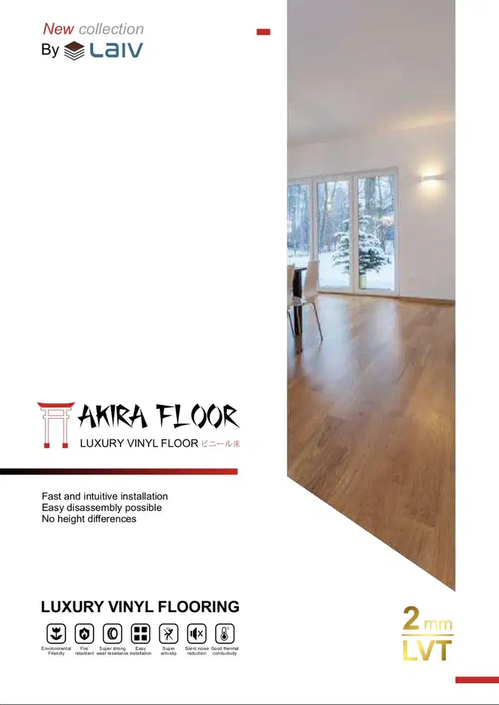 Lantai Vinyl Kayu 2mm AKIRA FLOORING Volume 3,345m2/box Isi 24pcs