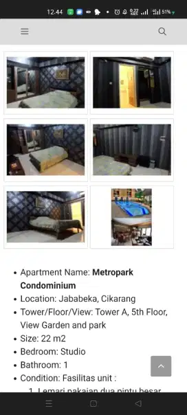 Dijual Apartemen Metro Condominium Jababeka/ Dijual BU