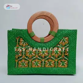 Tas Hampers Handle Kayu | Tas Anyaman Pandan Warna Model Terbaru