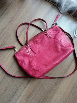 Original Medium Coach Kelsey Pebble Leather Fuchsia Kolpri Murah
