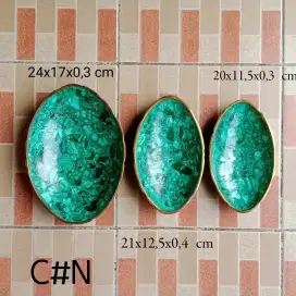 3 bh Pajangan piring, bahan batu natural malachite