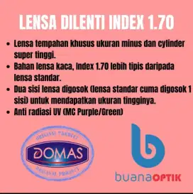 LENSA KACAMATA BILENTI DOMAS UNTUK MINUS DAN CYL SUPER TINGGI