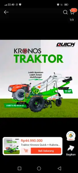 Jual traktor quick kronos diesel rd 110 bekas