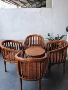 Kursi meja jati 1 set