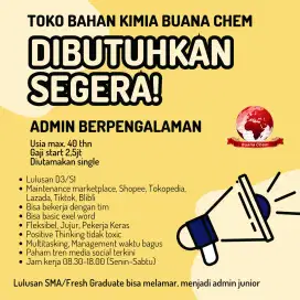 LOKER ADMIN BERPENGALAMAN (kusus wanita)