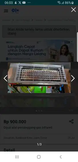 Dijual alat panggang gas stainless steel