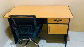 MEJA KERJA / KANTOR TEBAL + KURSI KERJA / KANTOR FREE ONGKIR COD BARU