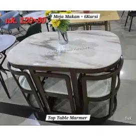 Meja Marmer Meja Makan Marmer 6person meja teras meja cafe