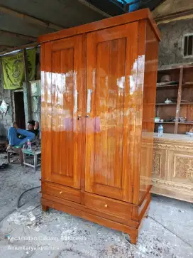 Lemari pakaian pintu 2 jati