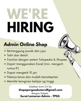 Lowongan Admin Online Shop