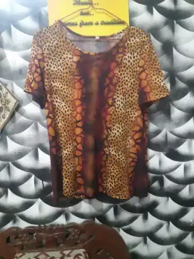 Kaos leopard glitter preloved tjap karoeng