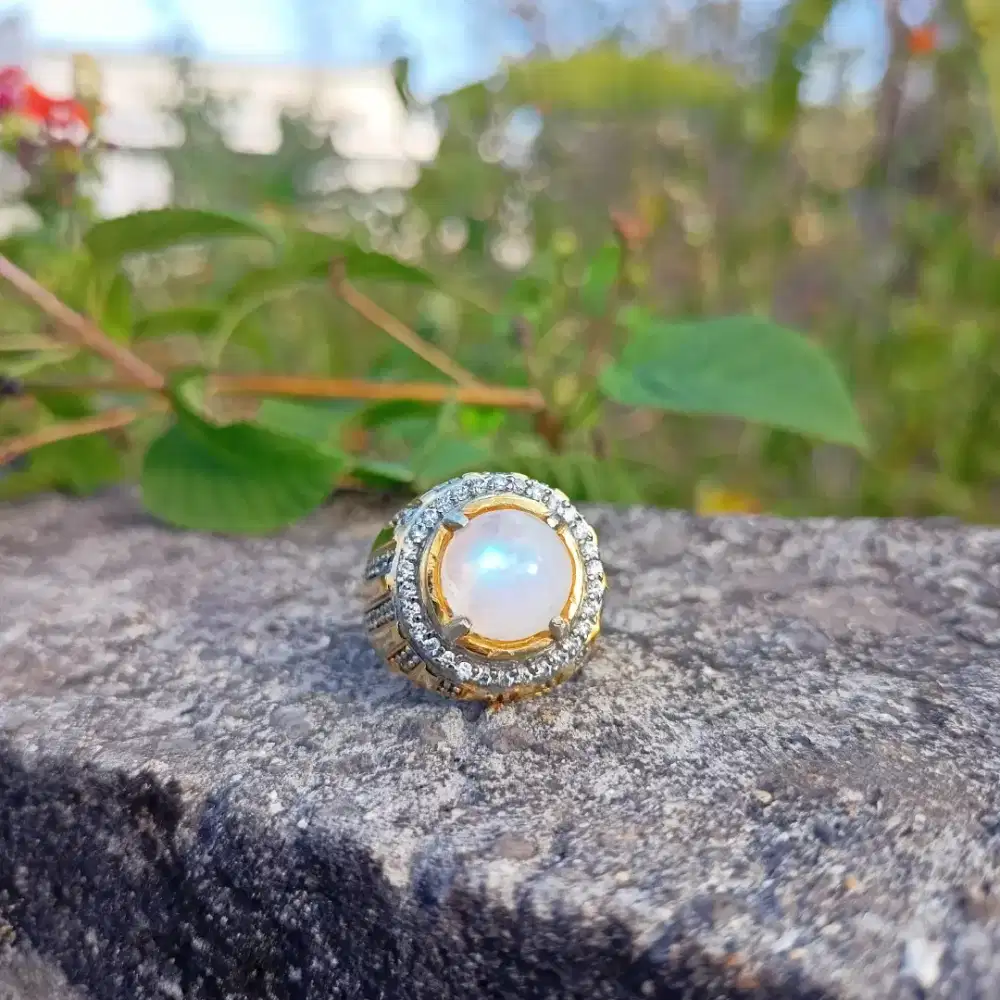 Cincin Pria - Biduri Bulan (moonstone) Dim Kantoran