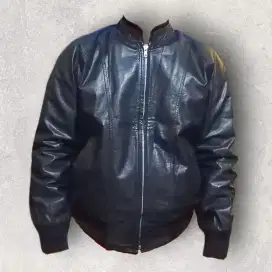 Jaket Bomber kulit asli