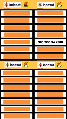 Nomor Cantik Indosat Ratusan Rapi (Tidak Bisa Cod)