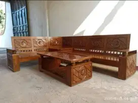 Kursi tamu sudut jati