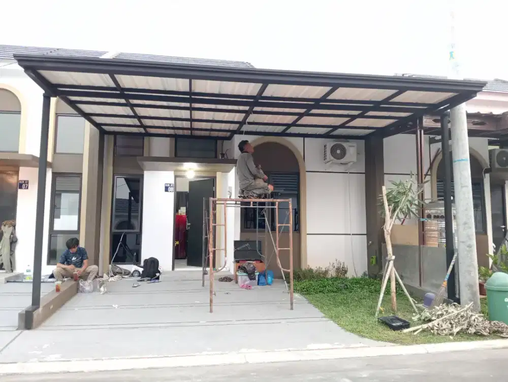 $42 kanopi rangka tunggal atap alderon + talang air dan profil modern