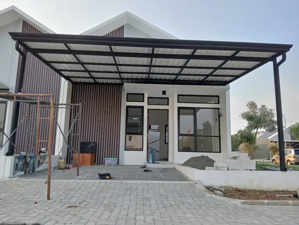 $57 kanopi minimalis profil lengkap talang atap alderon double pvc