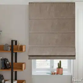 roman shade dekorasi jendela dengan kain model minimalis