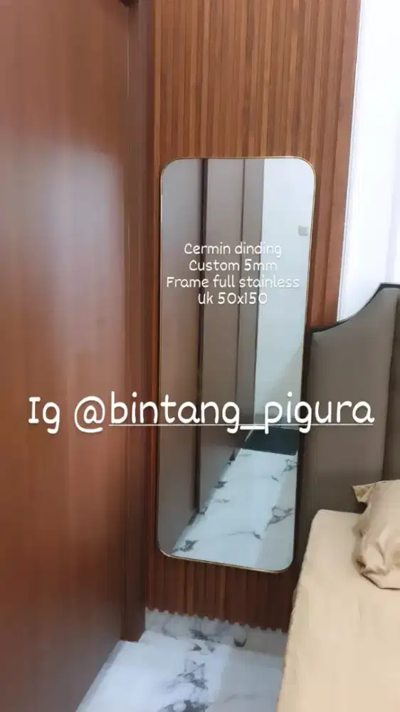 Cermin Dinding uk 50x150 frame stainless full