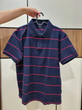 Kaos Polo Stripe Red Blue Uniqlo Pria Original