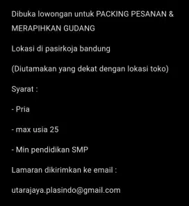 Helper gudang & packing pesanan