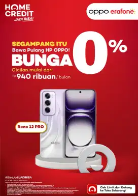 Kredit Oppo Reno 12 Pro cicilan mudah 0% by home credit