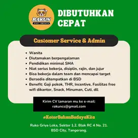 Dibutuhkan  admin/customer service