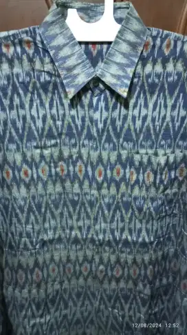 Baju Batik Lengan Panjang Motif Clasik, Hand Made, Biru Navy, Size L